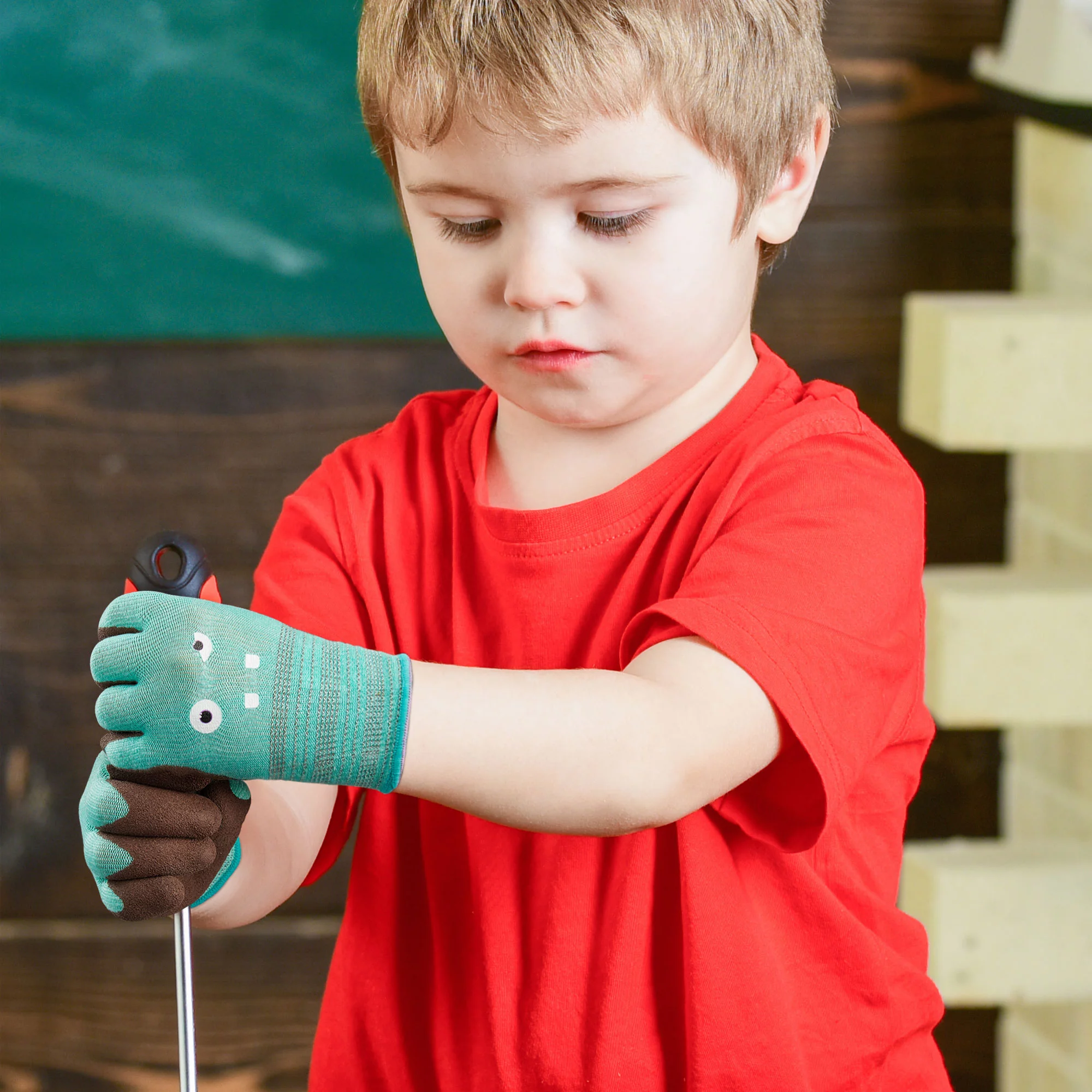 COOLJOB 2 Pairs Modal Garden Work Gloves for Toddler Boys Girls Age 9-12 Years Old, Latex Rubber Coated Kids Gardening Gloves for Children, Ultra Soft & Skin-friendly, Large L