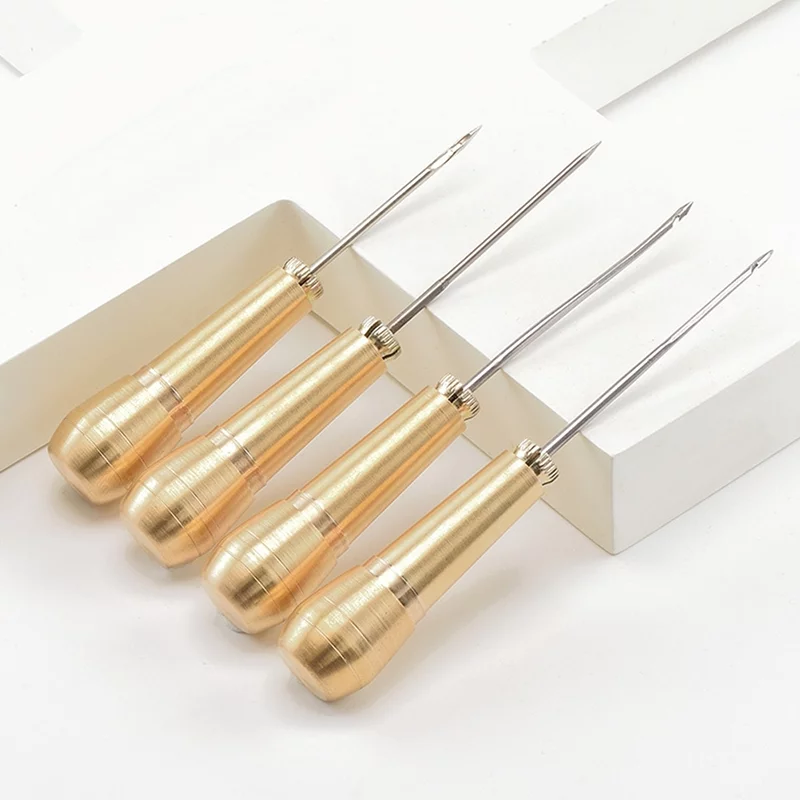 Racing Butterfly DIY Leather Sewing Kit Leather Sewing Awl Needle with Copper Handle Set Leather Canvas Shoes Repairing Tool with Nylon Thread
