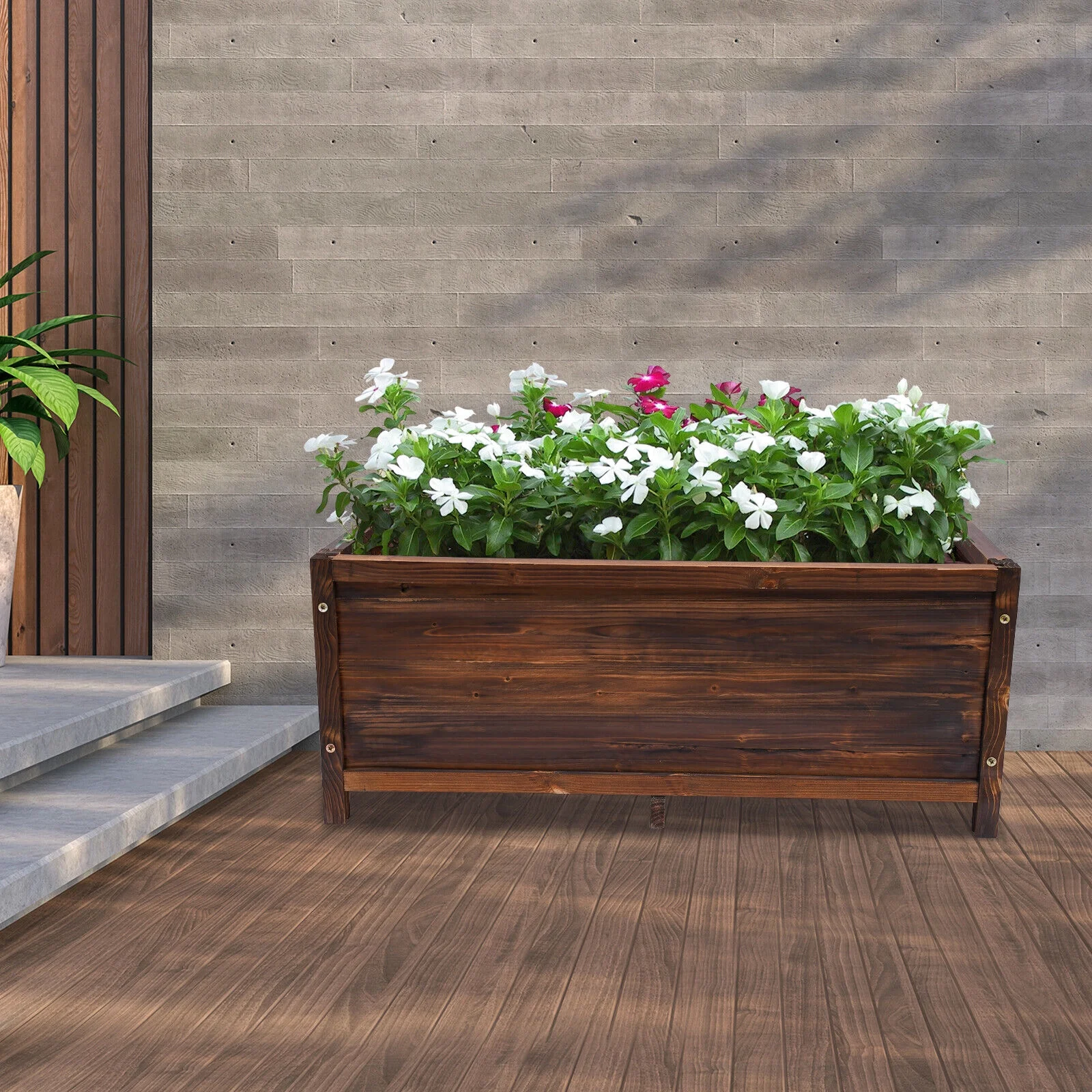 100*40*40cm Rectangle Wood Greenery Flower Box Indoor & Outdoor Wood Planter Box