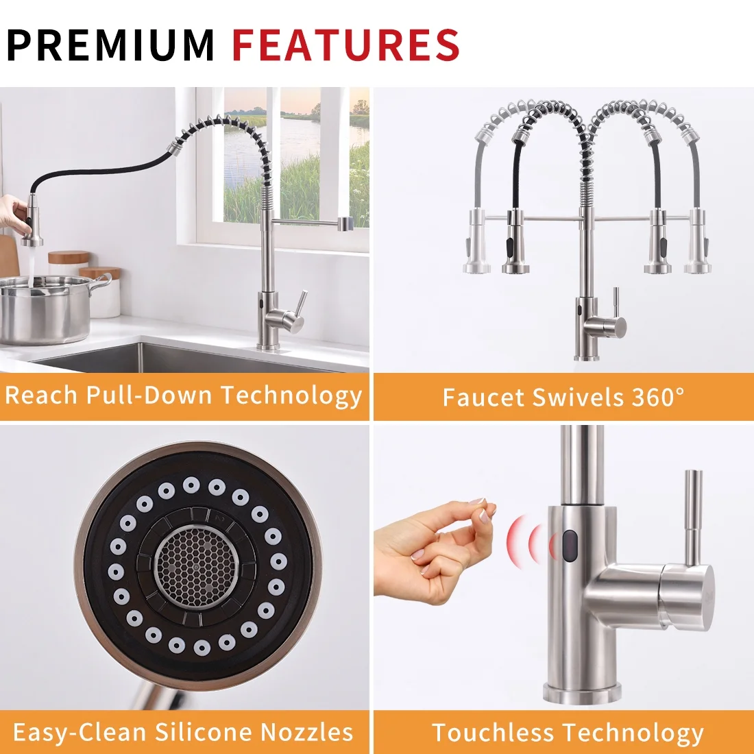DremFaryoyo Touchless Kitchen Faucet Hands Free Automatic Smart Kitchen Faucet Black Smart Kitchen Faucet