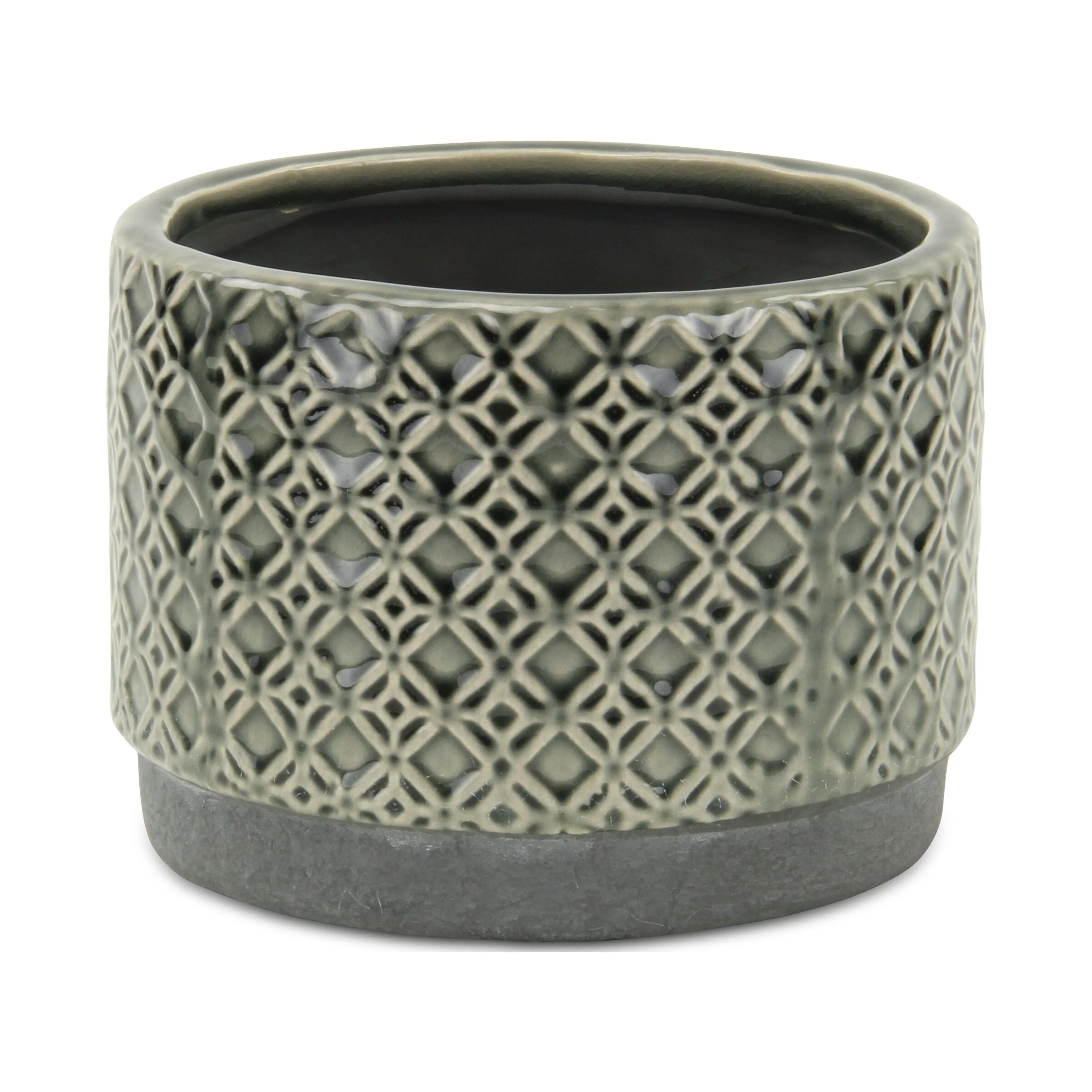 Cheungs Zajedani Gray Ceramic Wide Lattice Pot Small