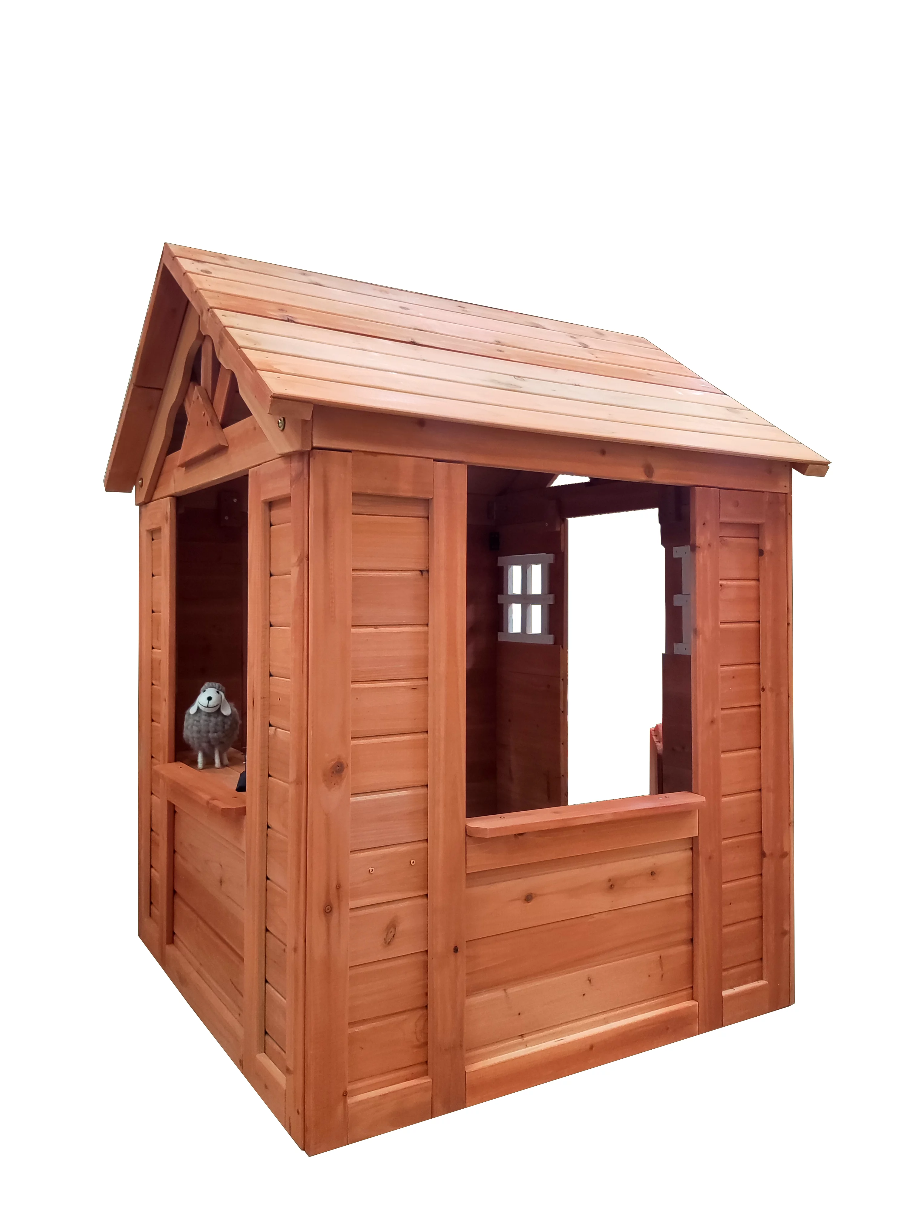 CoSoTower All Wooden Kids Playhouse with 2 Windows and Flowerpot Holder, 42