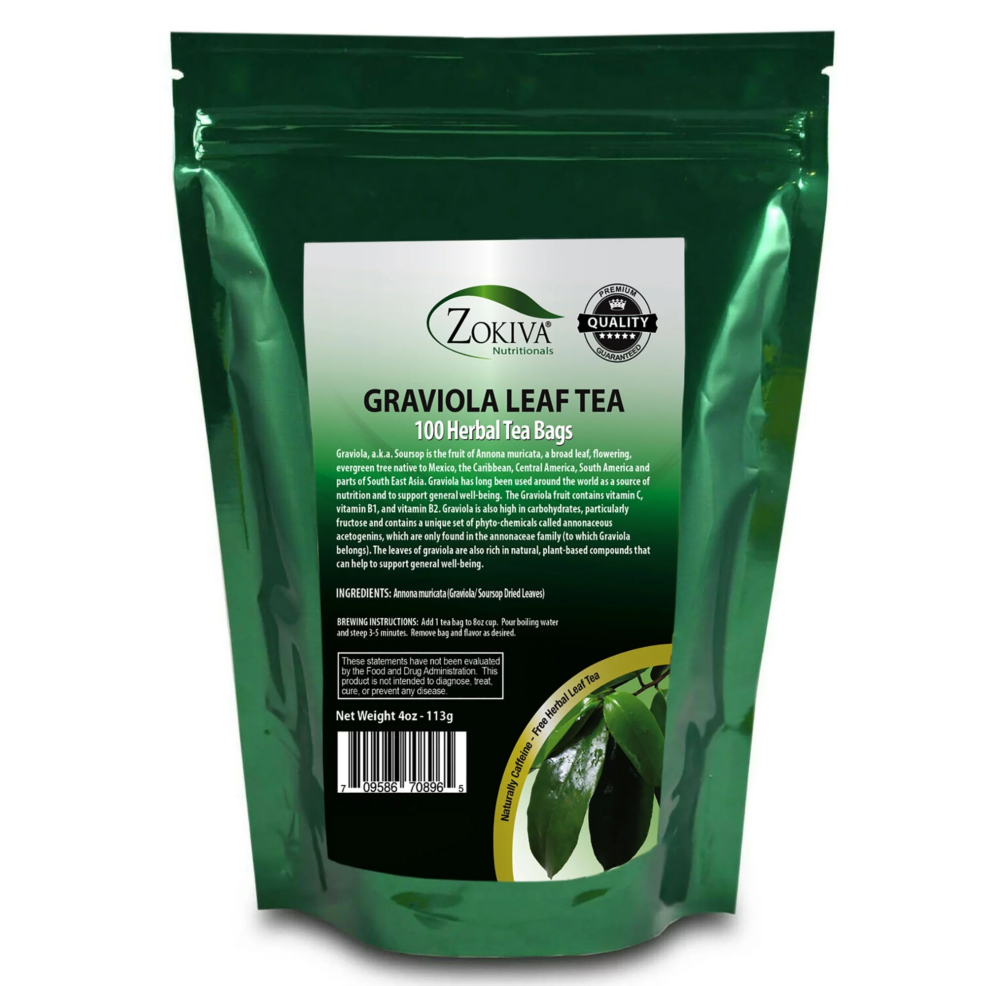 Graviola Tea Mega Pack (100 Bags) Soursop - in Resealable Zip Pouch