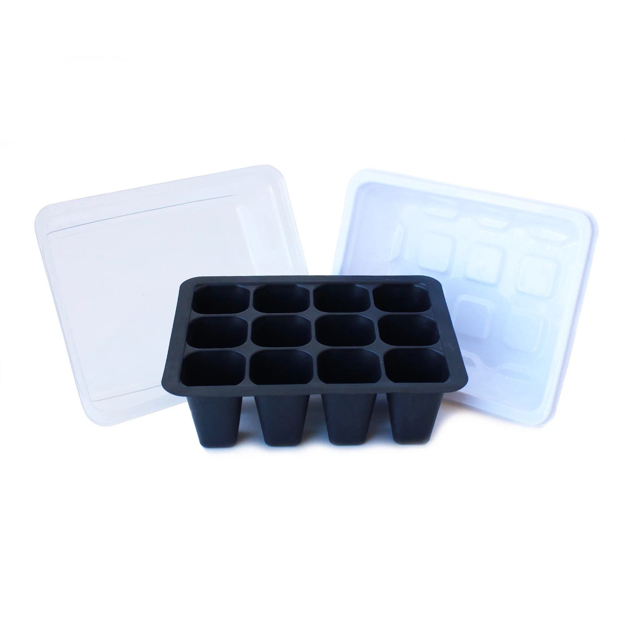 12 Cell Seed Starting Set - Tray, Insert & Dome - Set of 10 - Re-usable Garden Planting Trays - Gardening, Greenhouse & Nursery