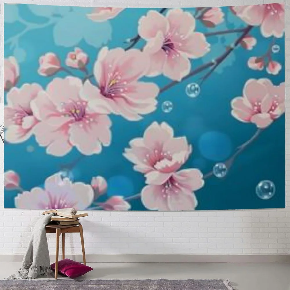 QCPP Cherry Blossoms Pink Flowers Plum Branch Cherry Blossom Flower Wall Decoration Painting