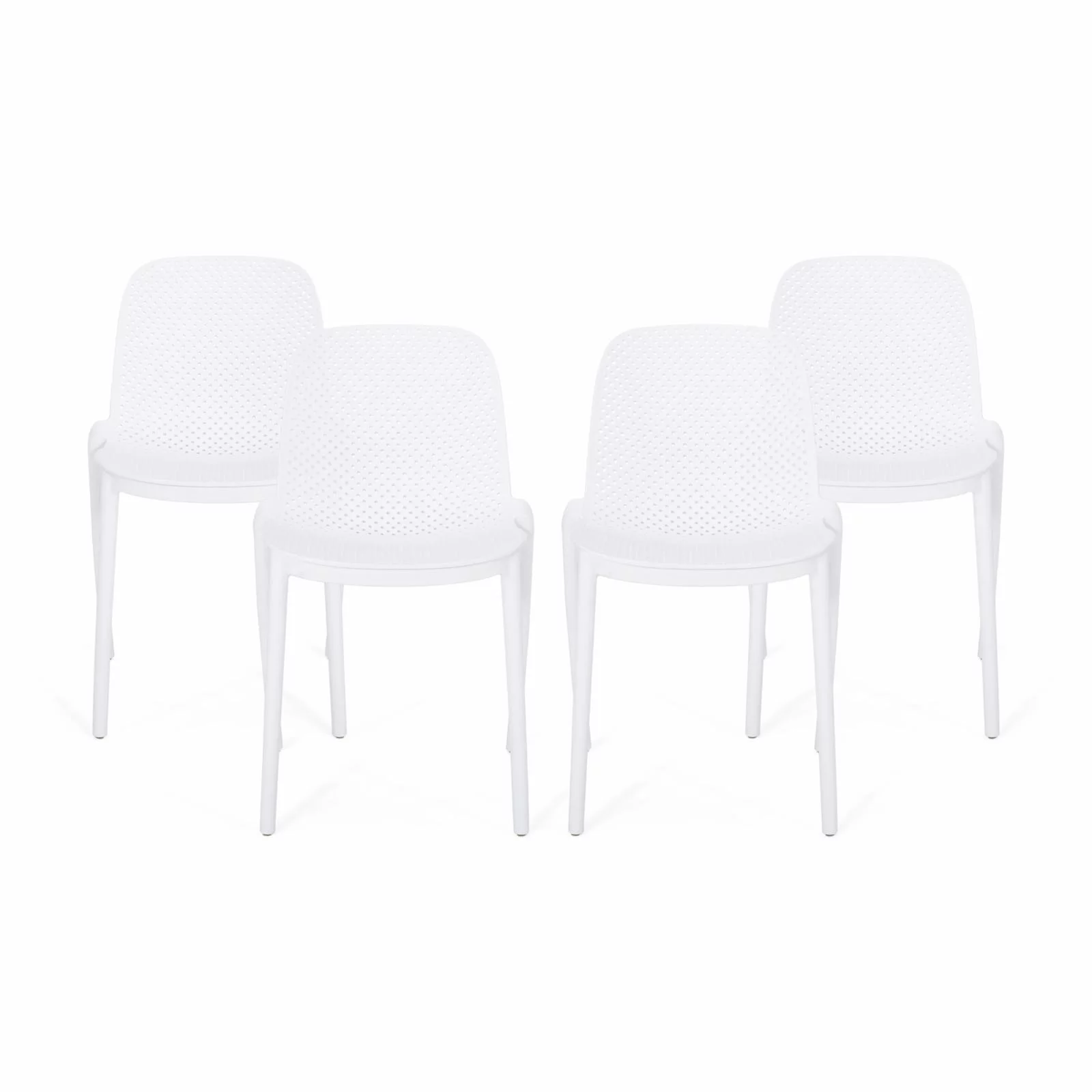 Folarin Outdoor Modern Stacking Dining Chair - Set of 4 - White