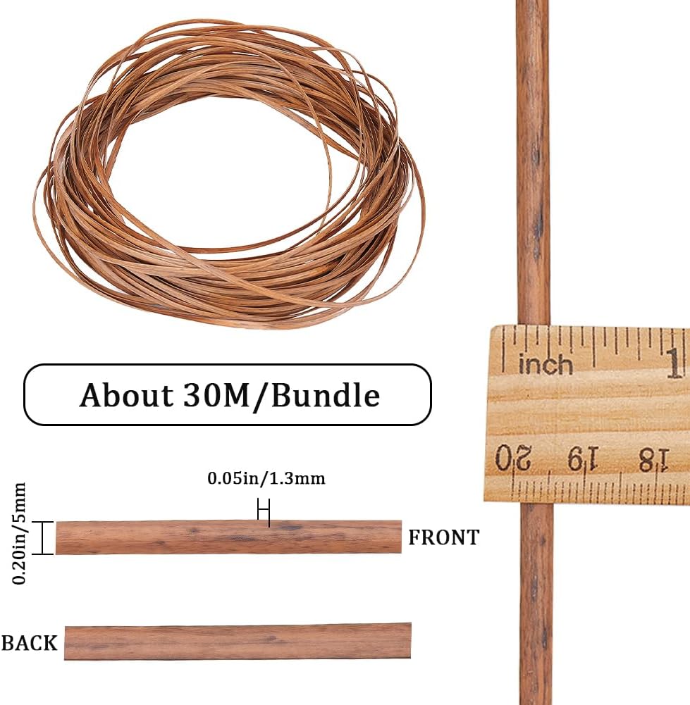 5mm x 30m Rattan Repair Kit Weave Material Plastic Flat Basket Wicker Weaving Reed Synthetic Rattan Woven Knit Furniture Plastic Cane Fix Knit Vinyl for Garden Patio Chair Sofa Box Camel