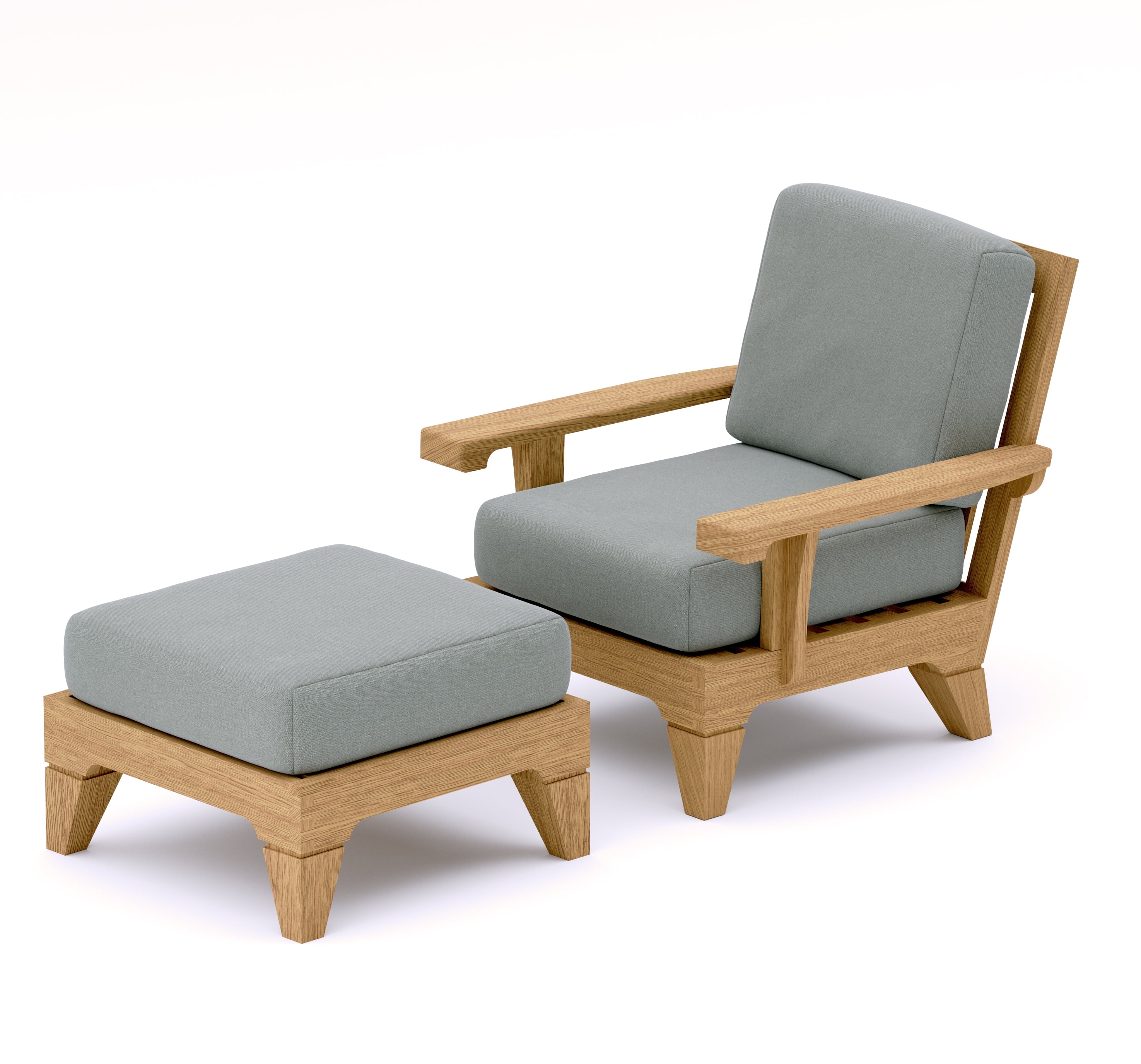 Caranas 2 Pc Lounge Chair Set: Lounge Chair & Ottoman With Cushions in Sunbrela Fabric #5404 Canvas Natural