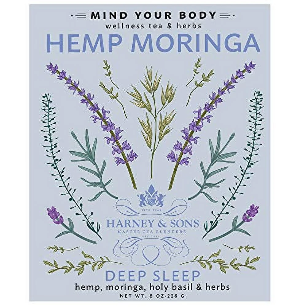 Harney & Sons Hemp Blend, Wellness Tea Blend, loose, Moringa, 8 Ounce
