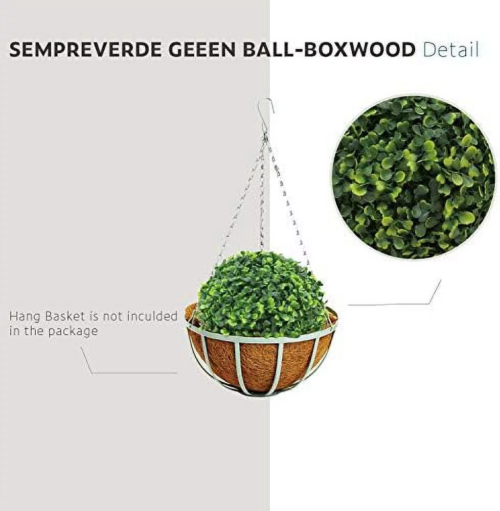 Artificial Topiary Lifelike Plants Greeny Boxwood Decoration For Home Garden Porch Backyard Wedding Party Indoor Outdoor (6 Pieces)