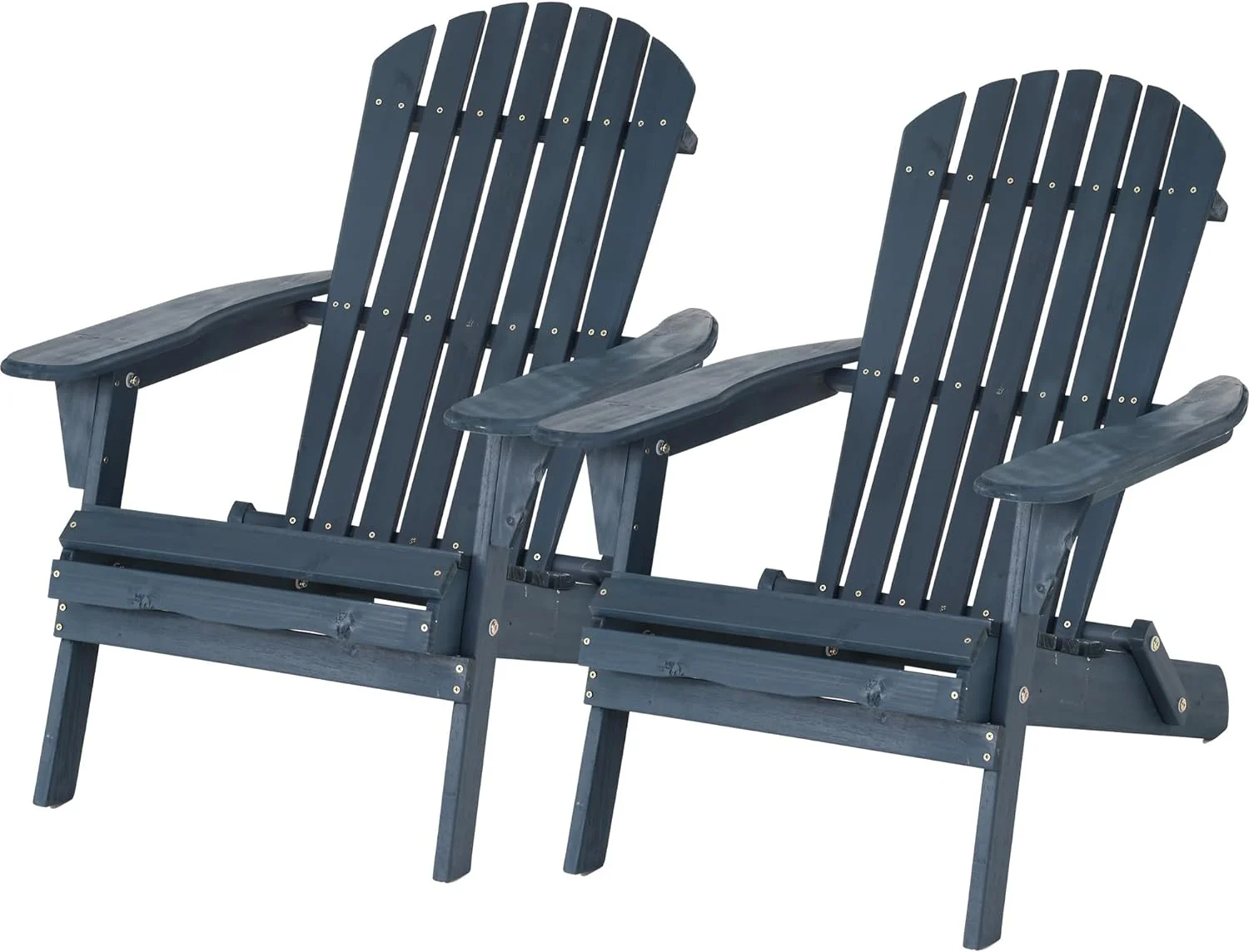 Folding Adirondack Chair Weather Resistant Wooden Lounger Chair Half Pre-Assembled Patio Fire Pit Chair with Sturdy Construction for Patio Lawn Beach Fire Pit (2, Navy Color, 31