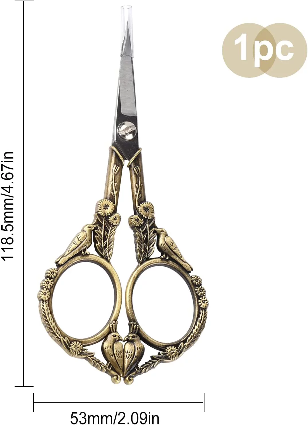 420 Stainless Steel Retro-style Sewing Scissors with Alloy Handle Red Copper 11.85x5.3x0.5cm