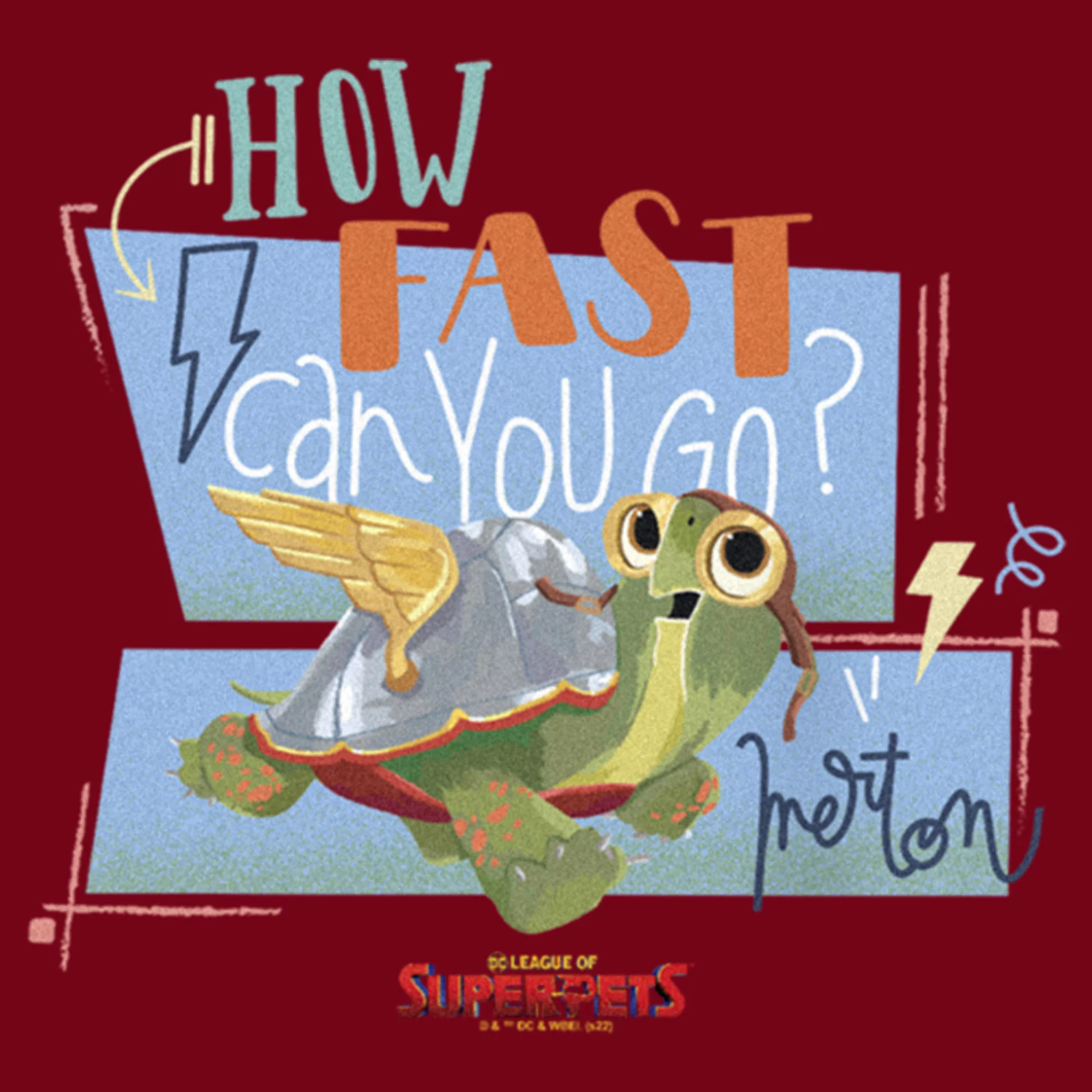 Junior's DC League of Super-Pets Merton How Fast Can You Go?  Racerback Tank Top Scarlet Large