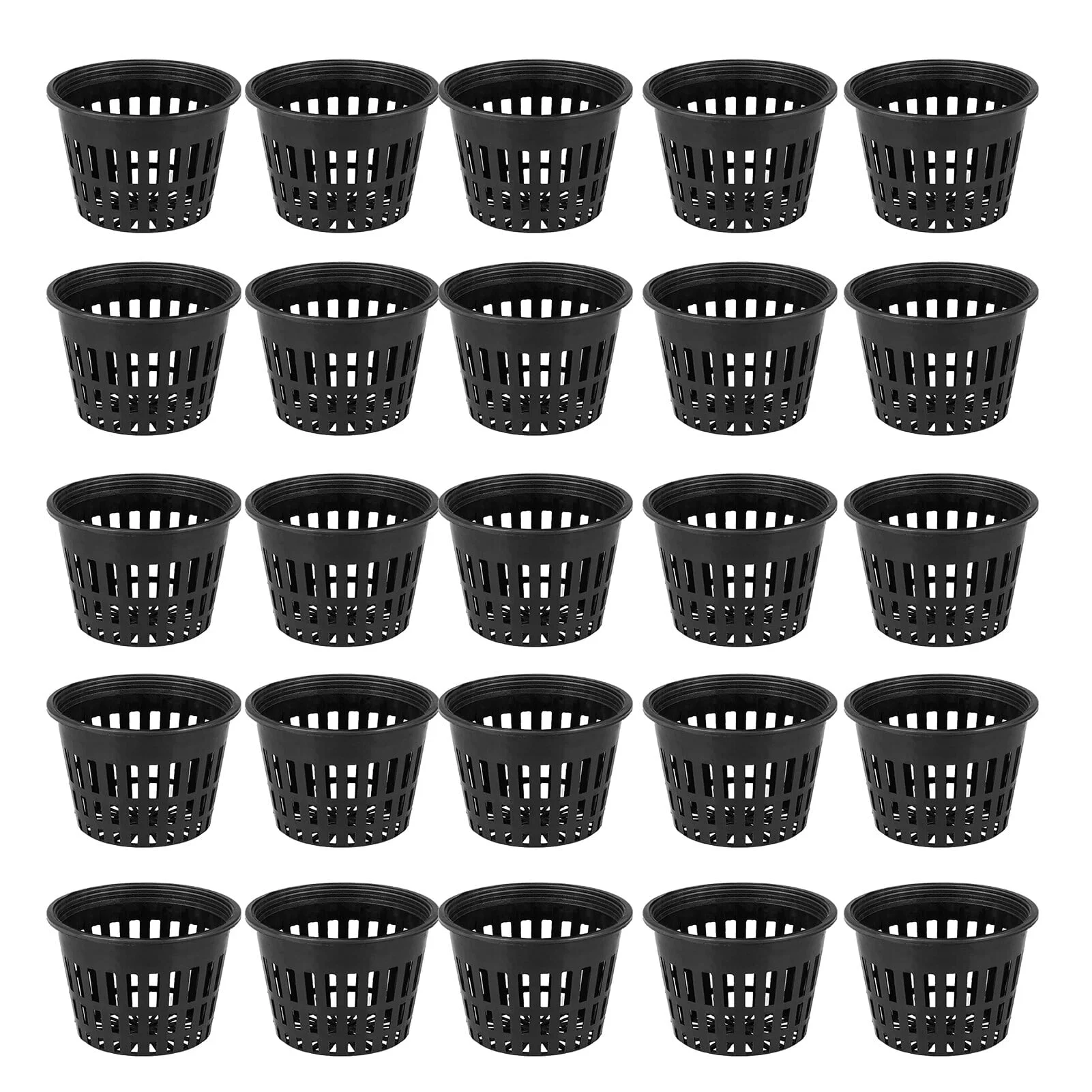 25 PCS Garden Slotted Mesh Net Cups 3 Inch Hydroponic Planting Basket Garden Round Plastic Net Pots for Hydroponics Balcony Office Plants