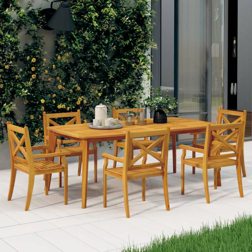 Anself Patio Dining Chairs 6 pcs Solid Wood Acacia