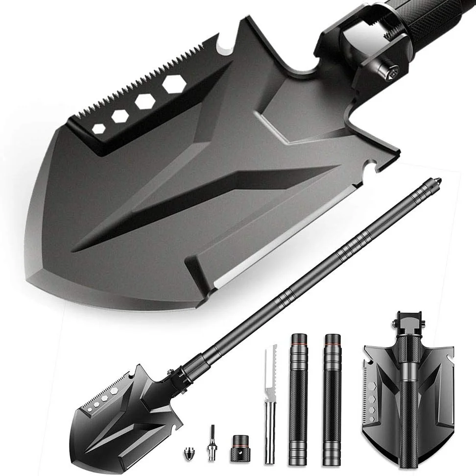 Tactical Shovel, Folding Outdoor Survival Tool Made of High Carbon Steel