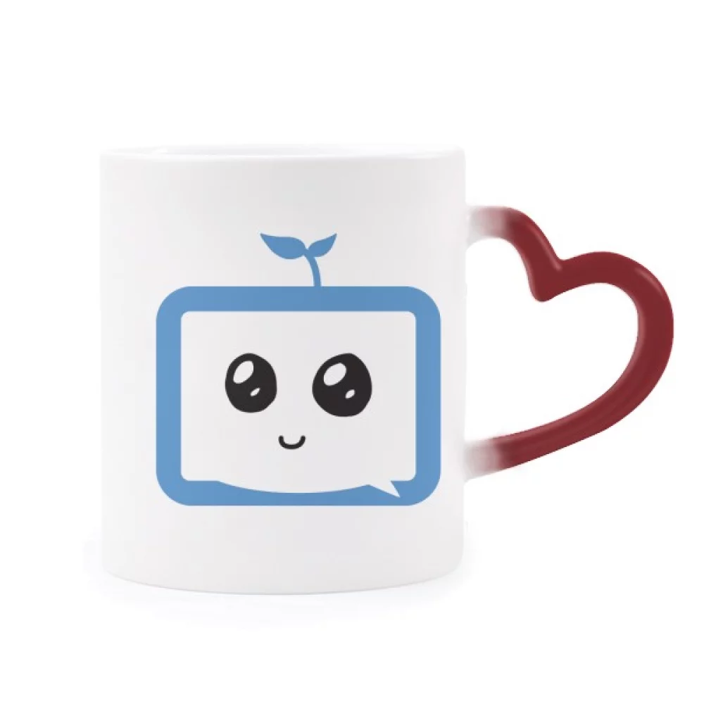 Saplings Sle Small TV Happy Original Heat Sensitive Mug Red Color Changing Stoneware Cup