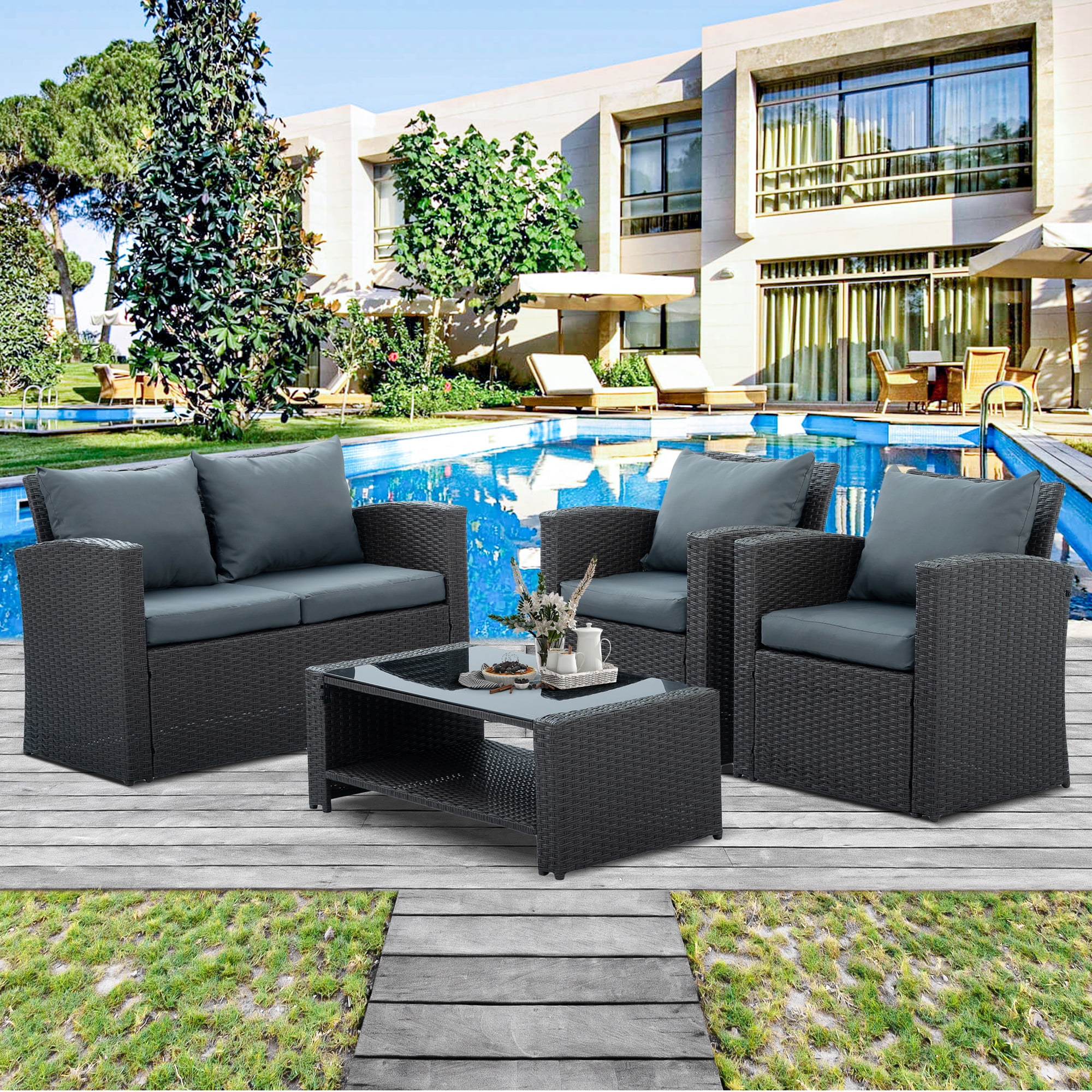 Stylish Outdoor Patio Furniture Set - Two packages - Package 1: 40.16*22.83*14.17 in, Package 2: 42.13*29.53*9.84 in - Transform your space with comfort and style!