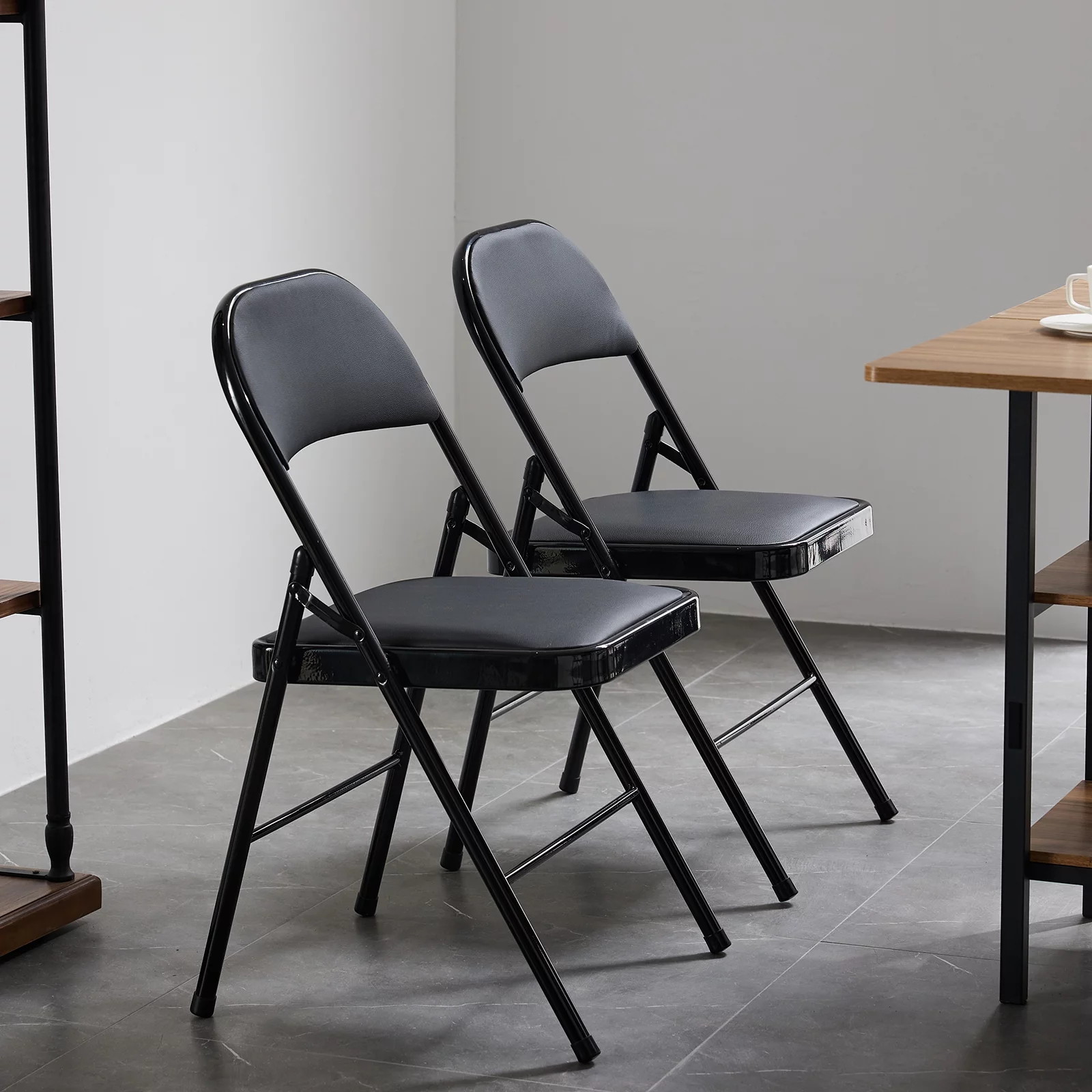 UBesGoo 6 Pack Folding Chairs Cushioned Padded Seat Wedding Chairs with Metal Frame Home Office Party Use Black