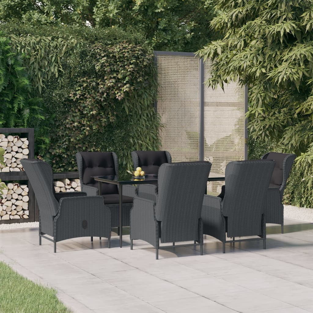 Irfora 7 Piece Patio Dining Set Dark Gray Poly Rattan