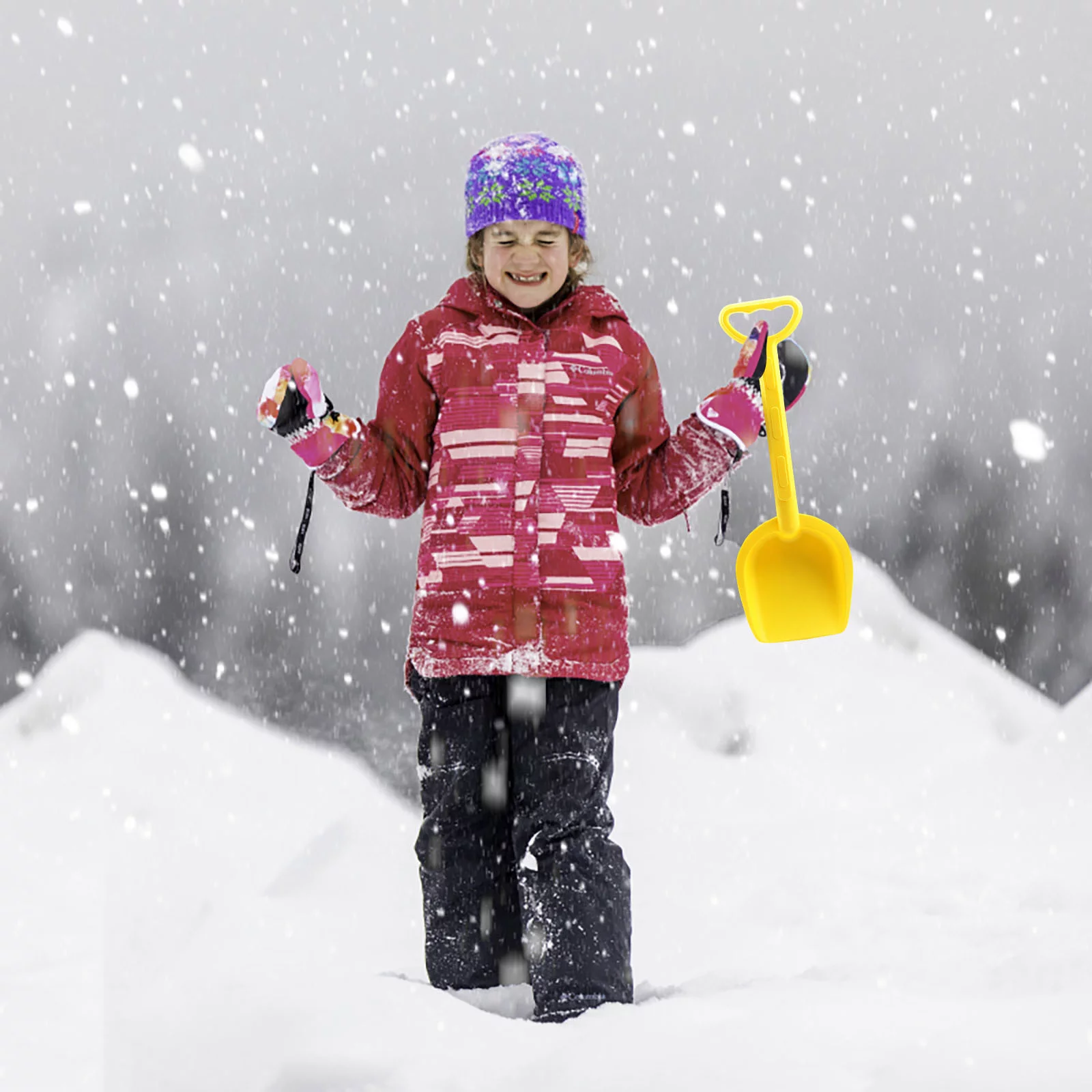 MVNSFEW Ear Warmer Children's Gourd Snow Shovel Children's Beach Shovel Hard Handle Winter Snow Shovel
