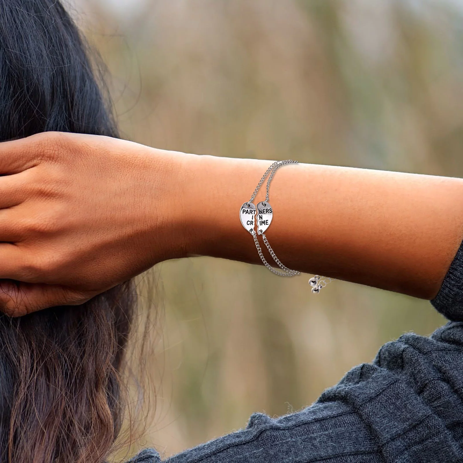 BOLUOYI Graduation Grandest Birch 2Pcs Women'S Break Heart Chain Friend Sisters Bracelets Gift