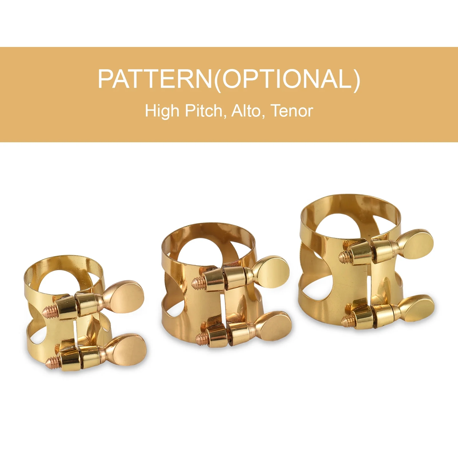 Carevas Brass Ligature Fastener , Adjustable Double Screw Clamping Stirrup for Alto Sax Mouthpiece