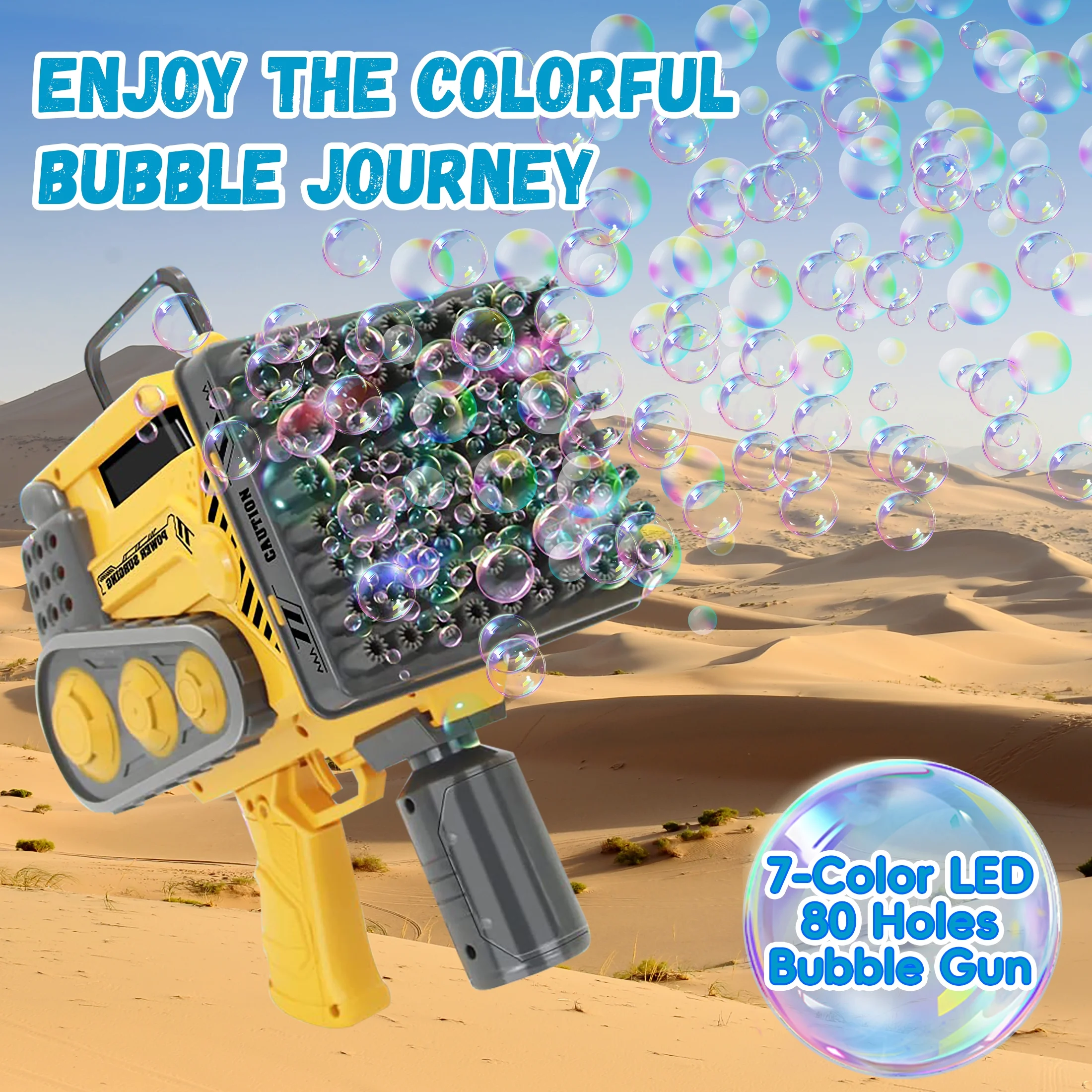 Bubble Machine Gun, 80 Holes Bubbles Gun Kids Toys for Boys Girls Age 3 4 5 6 7 8 9 10 11 12 Year Old