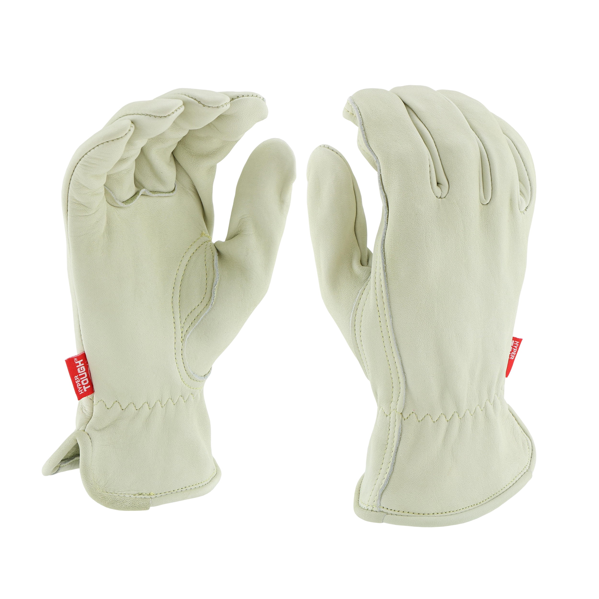 Hyper Tough Premium Cowhide Safety Workwear Leather Gloves; Water Resistant, Large