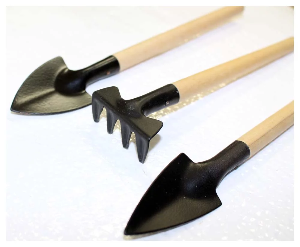 HAWK 3-Piece Mini Garden Tool Set | Steel Spades & Raking Tool | Solid Wooden Handles | Ideal for Potted Plants & Precision Gardening