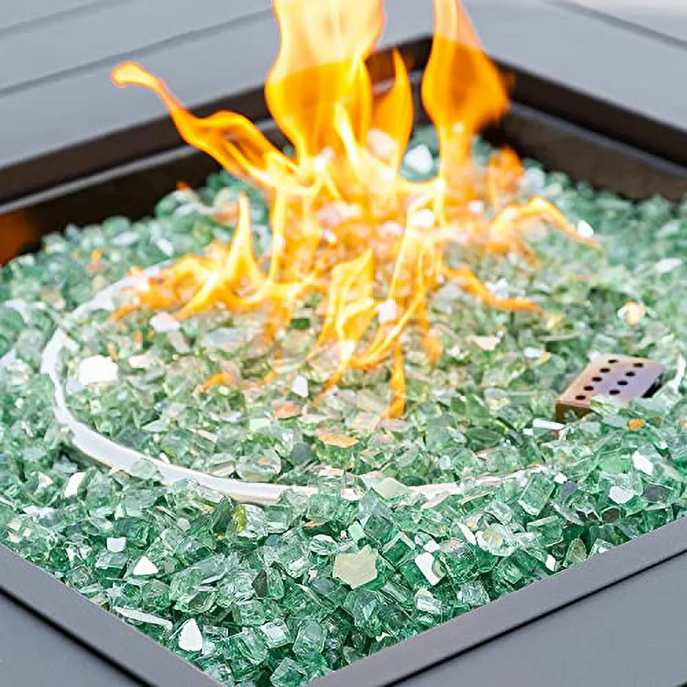 Fire Glass 1/2 Inch Reflective Tempered Fire Pit Glass Rocks for Propane or Gas Fire Pit 10 Pounds Cobalt Blue （Gift Package） Green