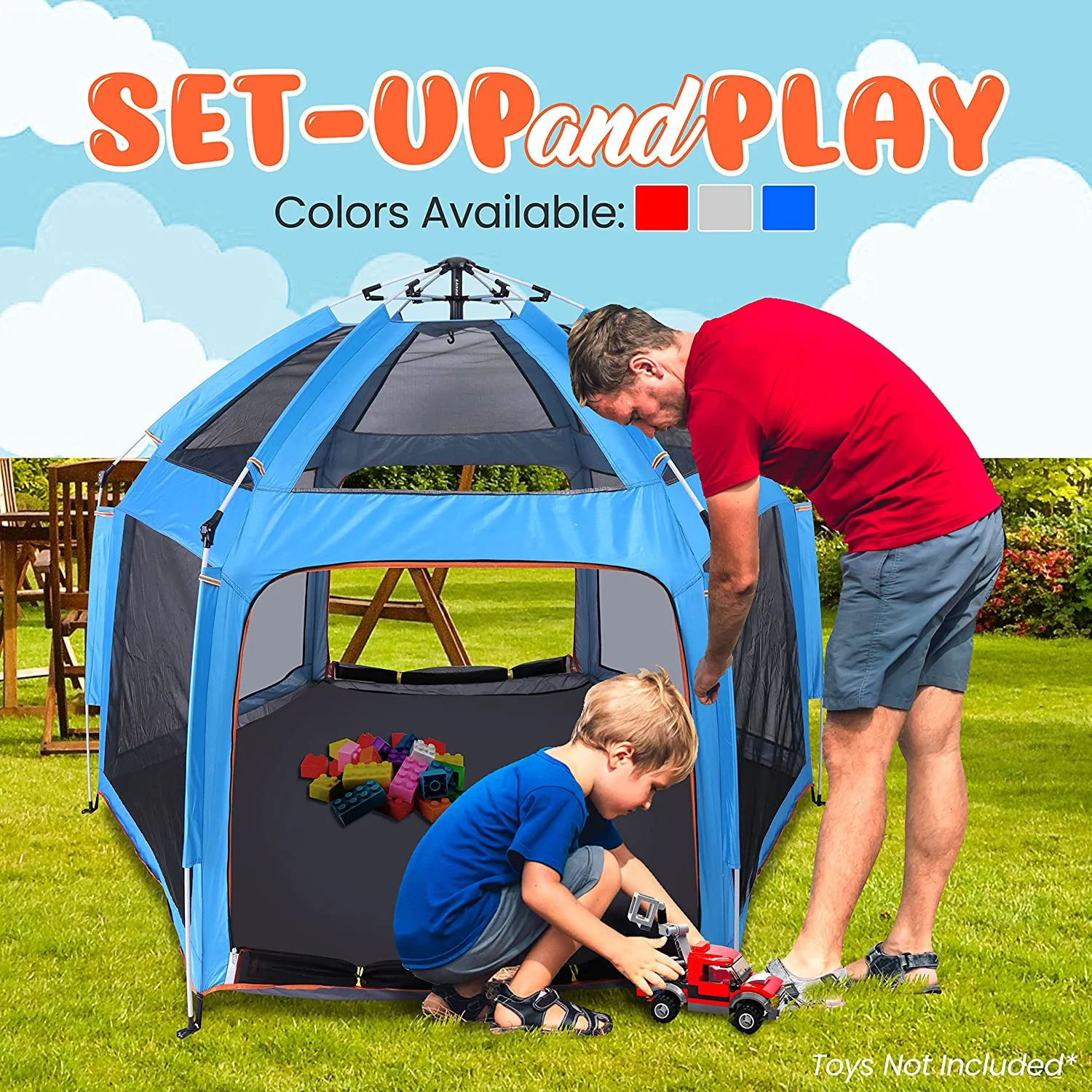 YANRUI ON-The GO Baby and Toddler Pack and Play - Playpen - Play Yard Compact, Portable, Lightweight, Foldable- Indoor and Outdoor, w/Canopy, 5 Panel Mattress