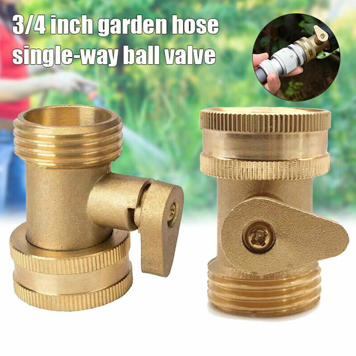2PCS Durable Brass Garden Hose Shut Off Valve Water Pipe Faucet Connector Handy
