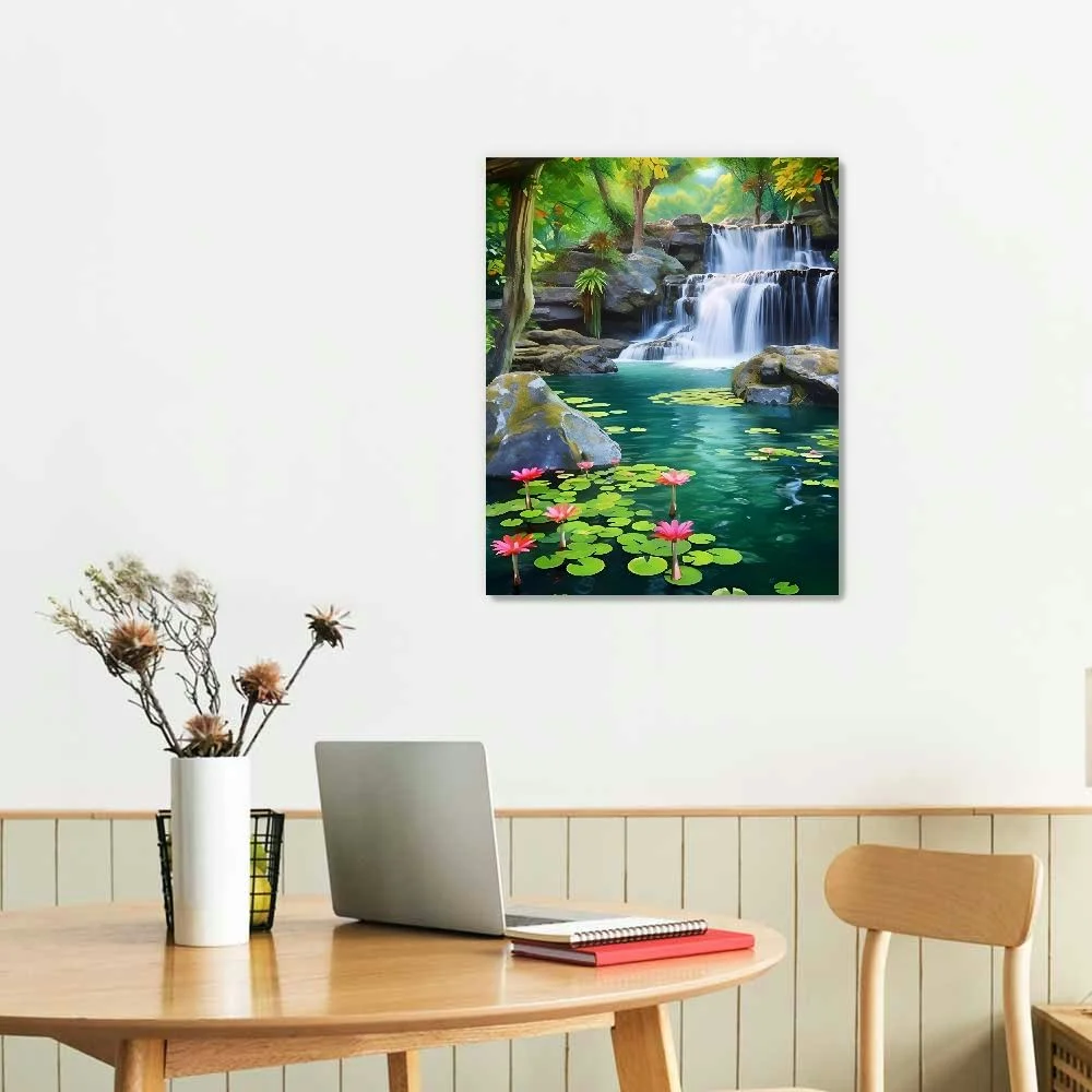 Shiartex Ready to Hang Canvas Wall Art Picture 16x20in for Living Room Bedroom Fall Decor Waterfall Scenery 16x20in