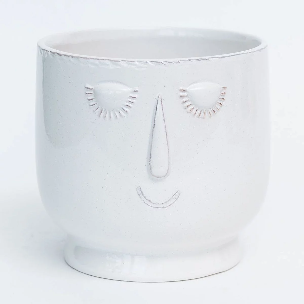 A Cream Glazed Serene Face Planter
