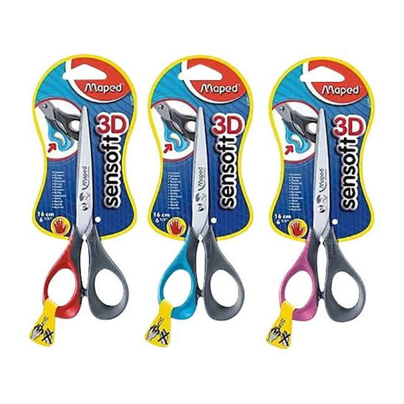 Maped  6.33 in. 3D Sensoft Left Handed Scissors, Assorted Color