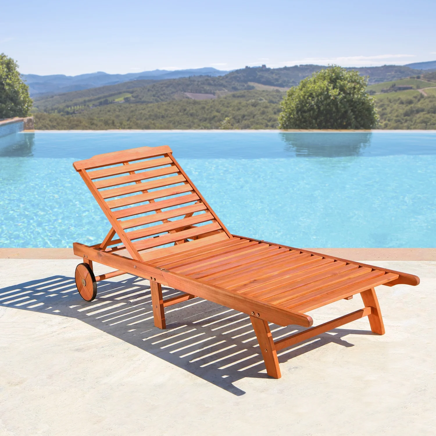 TQJKLFDY Smyrna Poolside Wood Folding Sunbathing Chaise Lounge