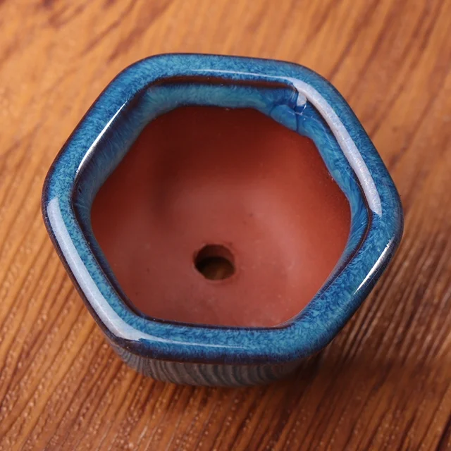 Purple Sand Craft Indoor Ceramic Succulent Planter With Holes Blue Glaze Pot Flowerpot Decoration - Handcrafted  Elegant  Stylish  Perfect for Home and Office Decor