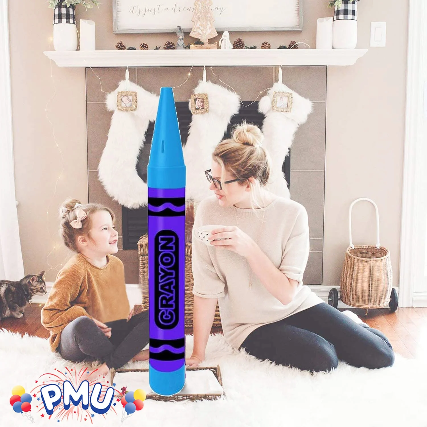 PMU Crayon Bank Giant 36 Inch Bi-Color Purple and Turquoise - Giant Crayon Piggy Bank Jumbo Coin Savings Bank for Kids, Playground Decoration (1/Pkg) Pkg/1