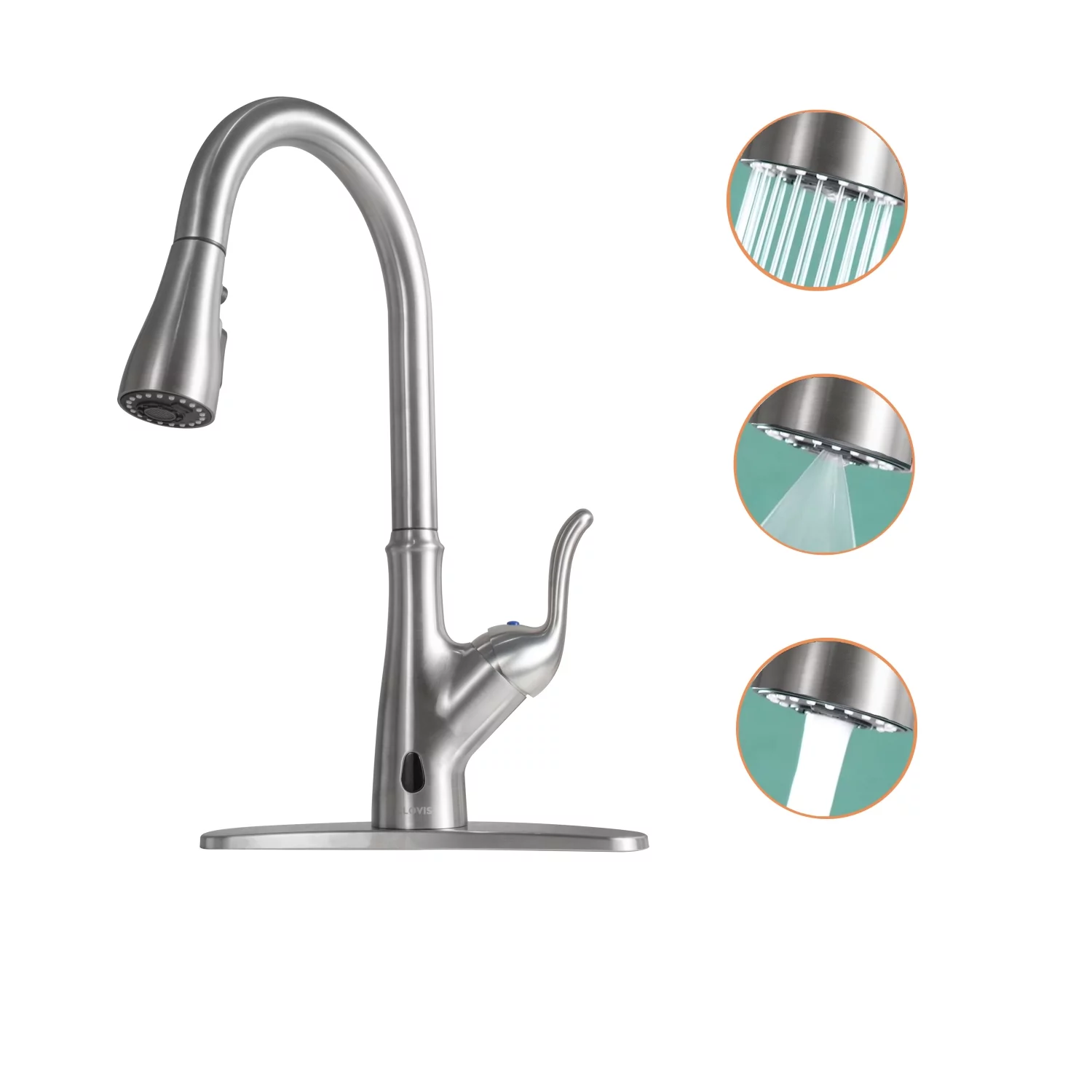 CHYUTR Pull Down Touchless Single Handle Kitchen Faucet