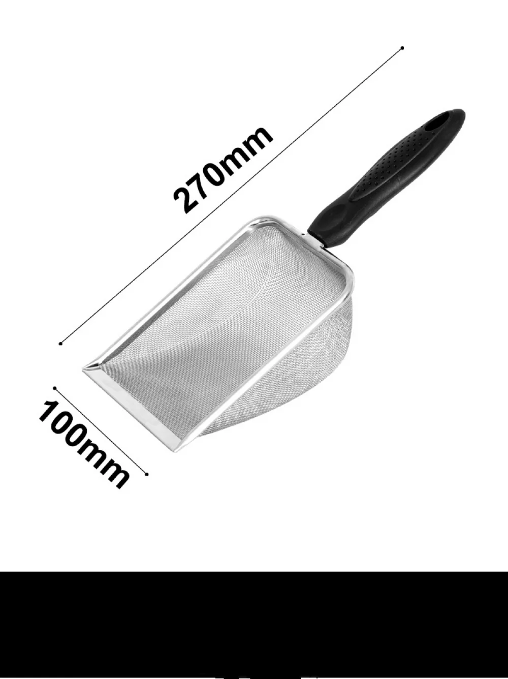 Stainless steel reptile sand bottom shovel shovel sieve fine mesh metal reptile garbage cleaning shovel（2mm hole）