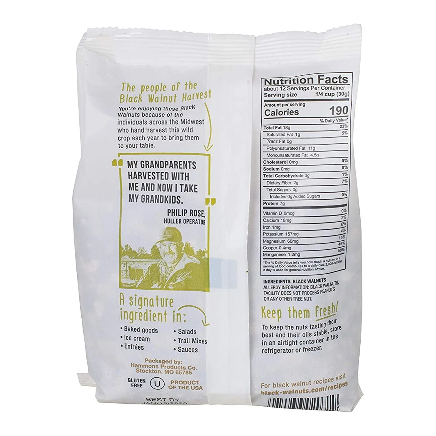 Hammons Black Walnuts, Recipe Ready, 8 oz, Highest Protein Nut, Heart Healthy, Non-GMO, Naturally Gluten-Free, Top Keto Nut (Packaging May Vary)