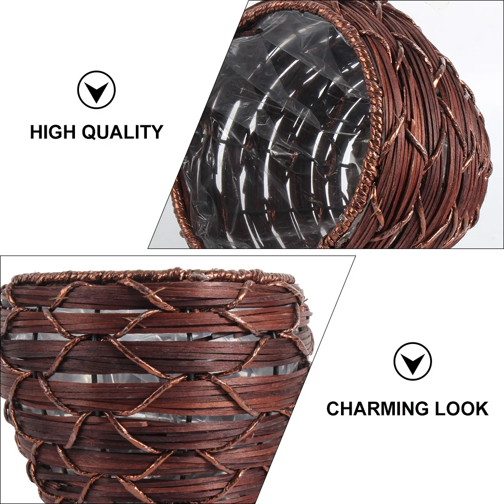 Guichaokj Handmade Woven Plastic Rattan Flower Basket Plant Pot Flower Arrangement Pot