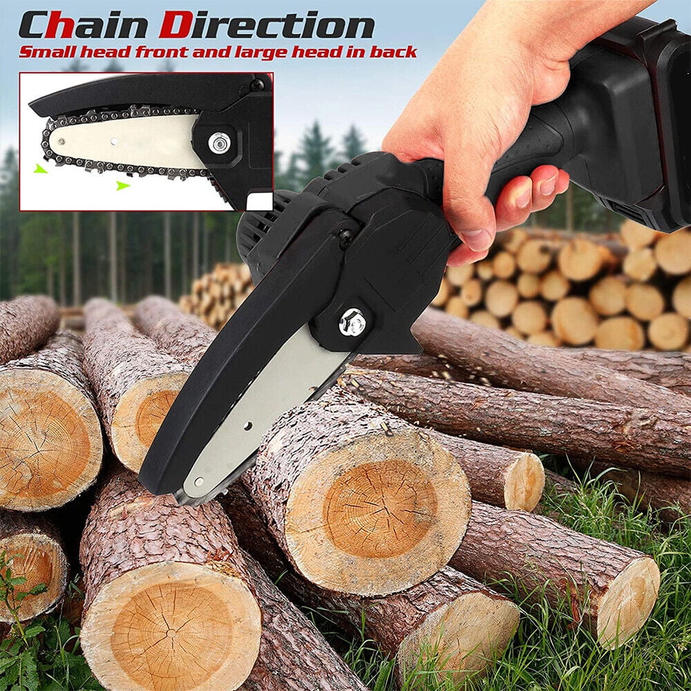 Mini Chainsaw Electric Wood Cutter Cordless Chain Saw & Battery Charger 2 Chain