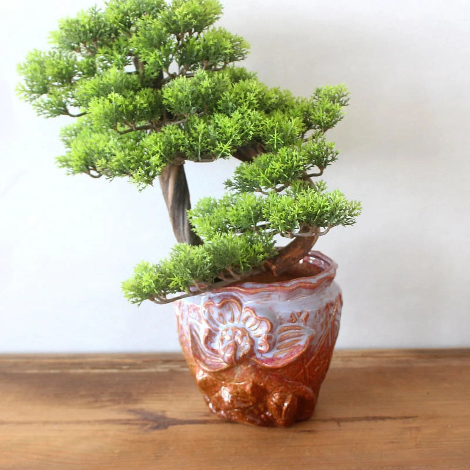 Ceramic Succulent Planter - Tree Stump Design Flower Pot for Succulents - Bonsai Pot