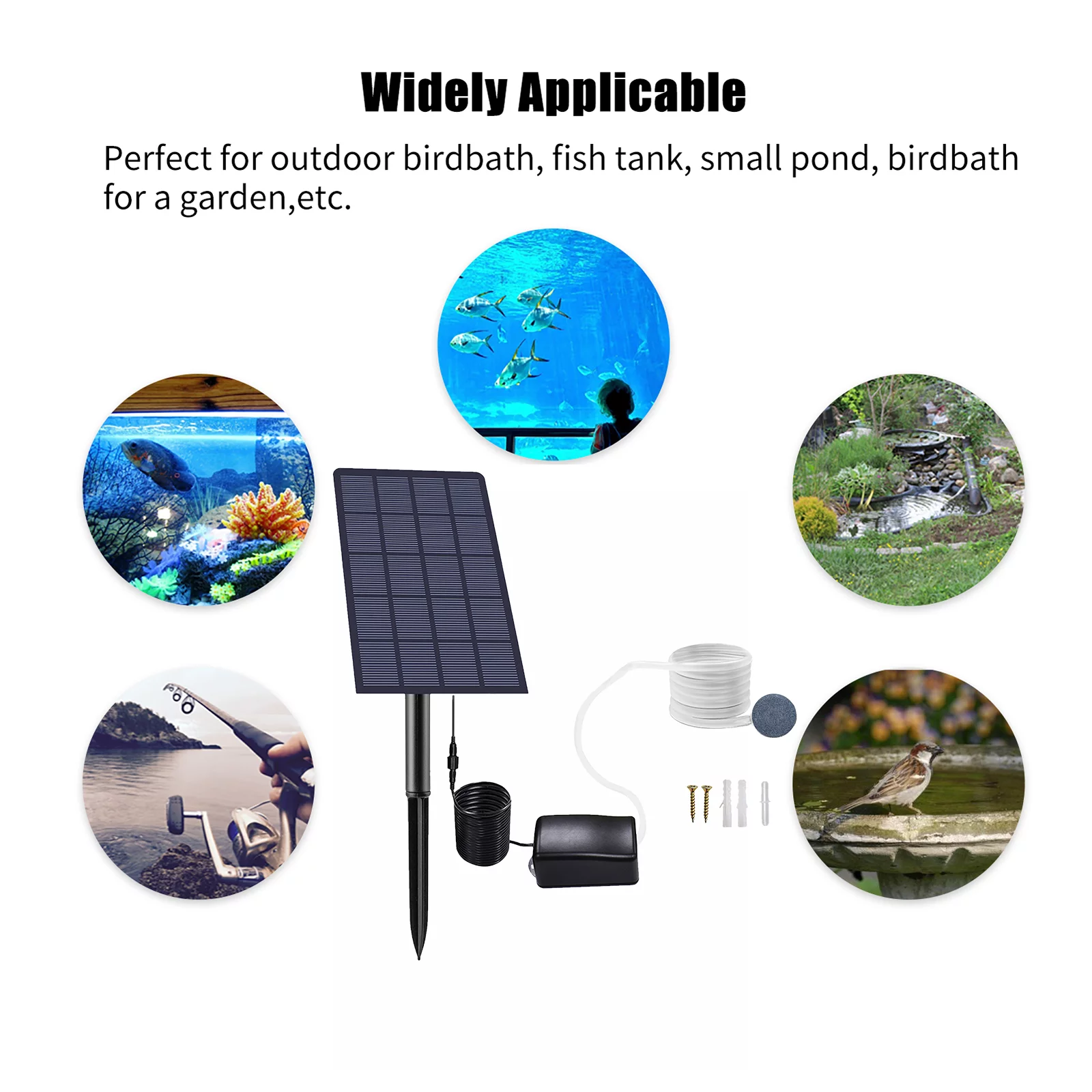 Anself Plug-in Solar Air Pump, 2W Oxygenator Aerator for Aquarium Fish