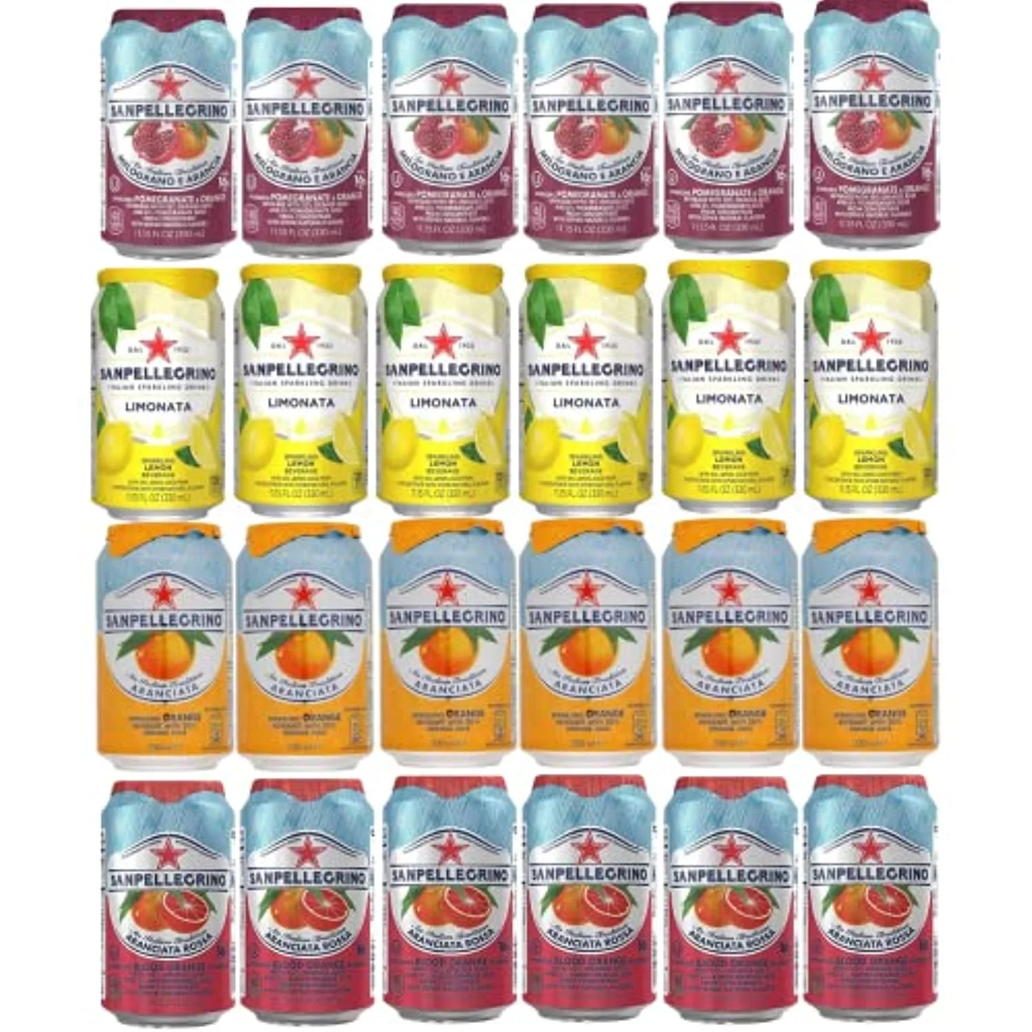 San Pellegrino Sparkling Fruit Beverages Variety Pack - 11.15 Fl Oz Cans - In Sanisco Box (24 Pack)