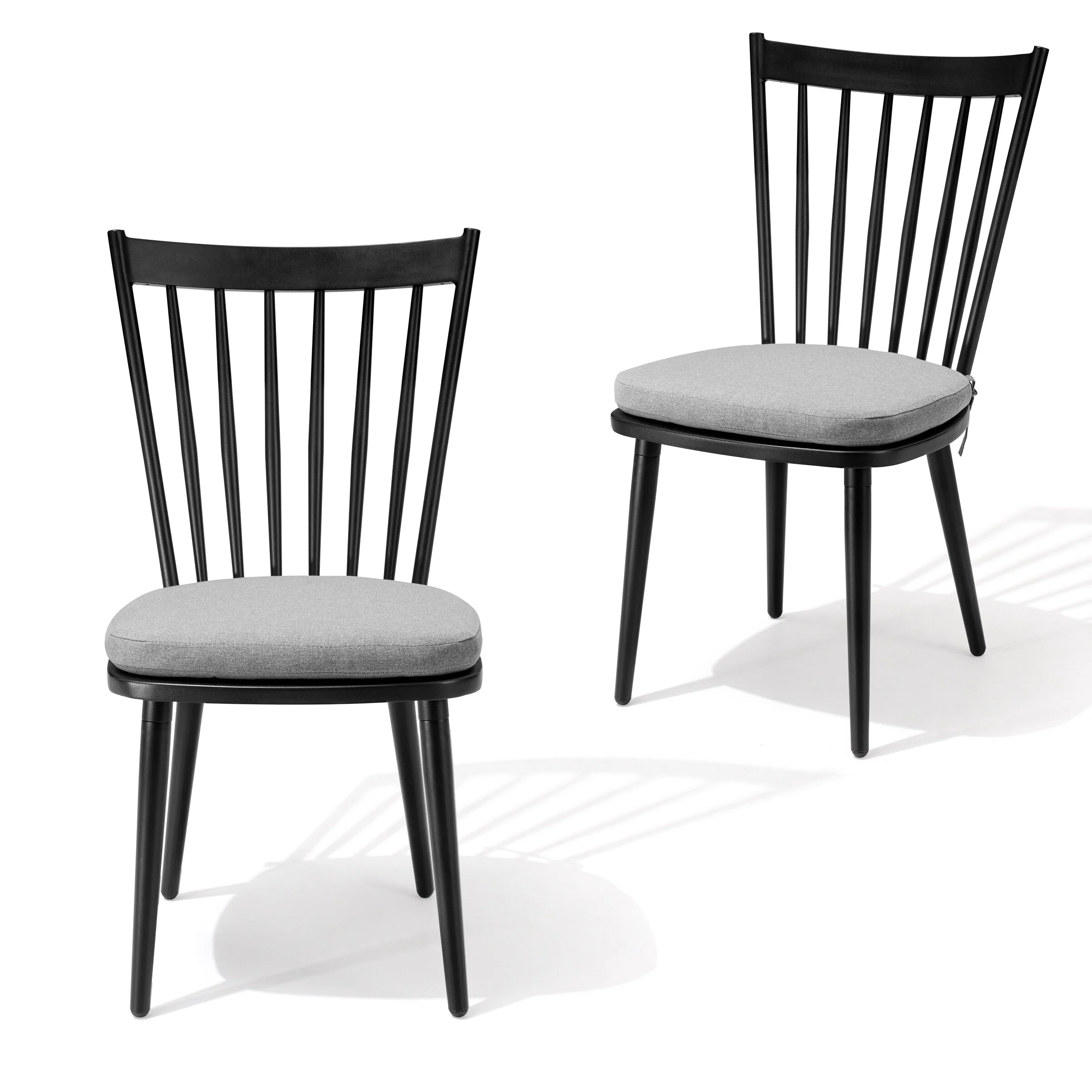 Crestlive Products Dining Chairs Aluminum Armless with Cushion Outdoor Patio Kitchen Dining Room - See Picture Set of 2, Black