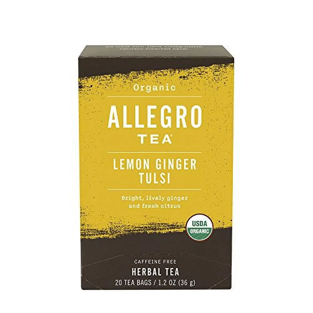 Allegro Tea, Organic Lemon Ginger Tulsi Tea Bags, 20 ct