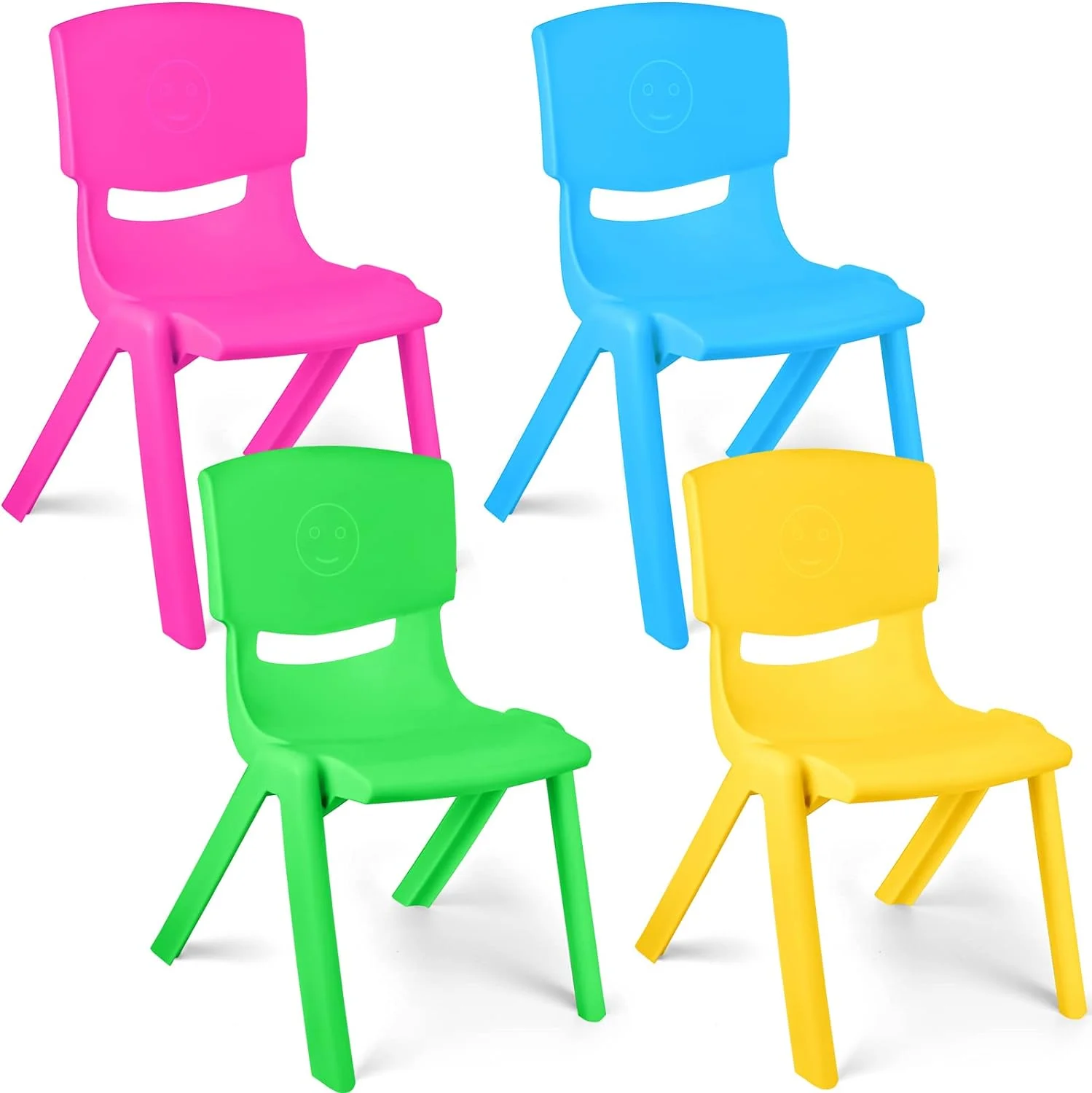4 Pieces Colorful Stackable School Chairs Plastic Classroom Stack Chairs 11 Inch Seat Height Stacking Chair Sets for Home School Playroom Office Supplies Daycare Preschool Learning (Light Color)